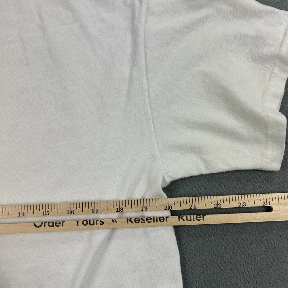 Vintage R Mullins‎ Shirt Mens Large Art Tee Western Coyote Single Stitch White - Picture 9 of 10